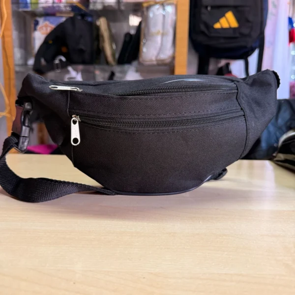 Riñonera negra lisa doble bolsillo